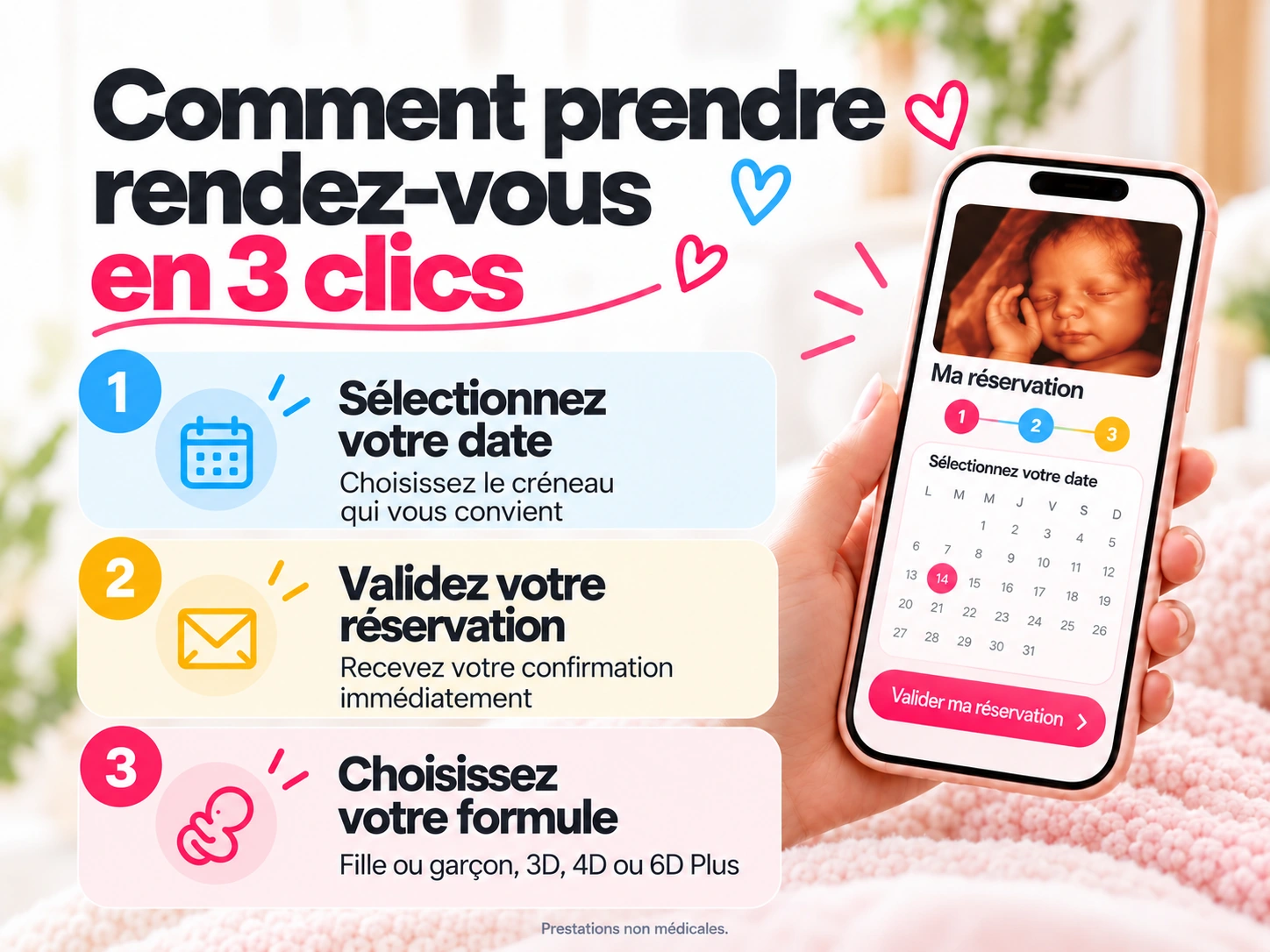Prendre rendez-vous en 3 clics pour une échographie 3D, 4D ou 6D Plus à Paris