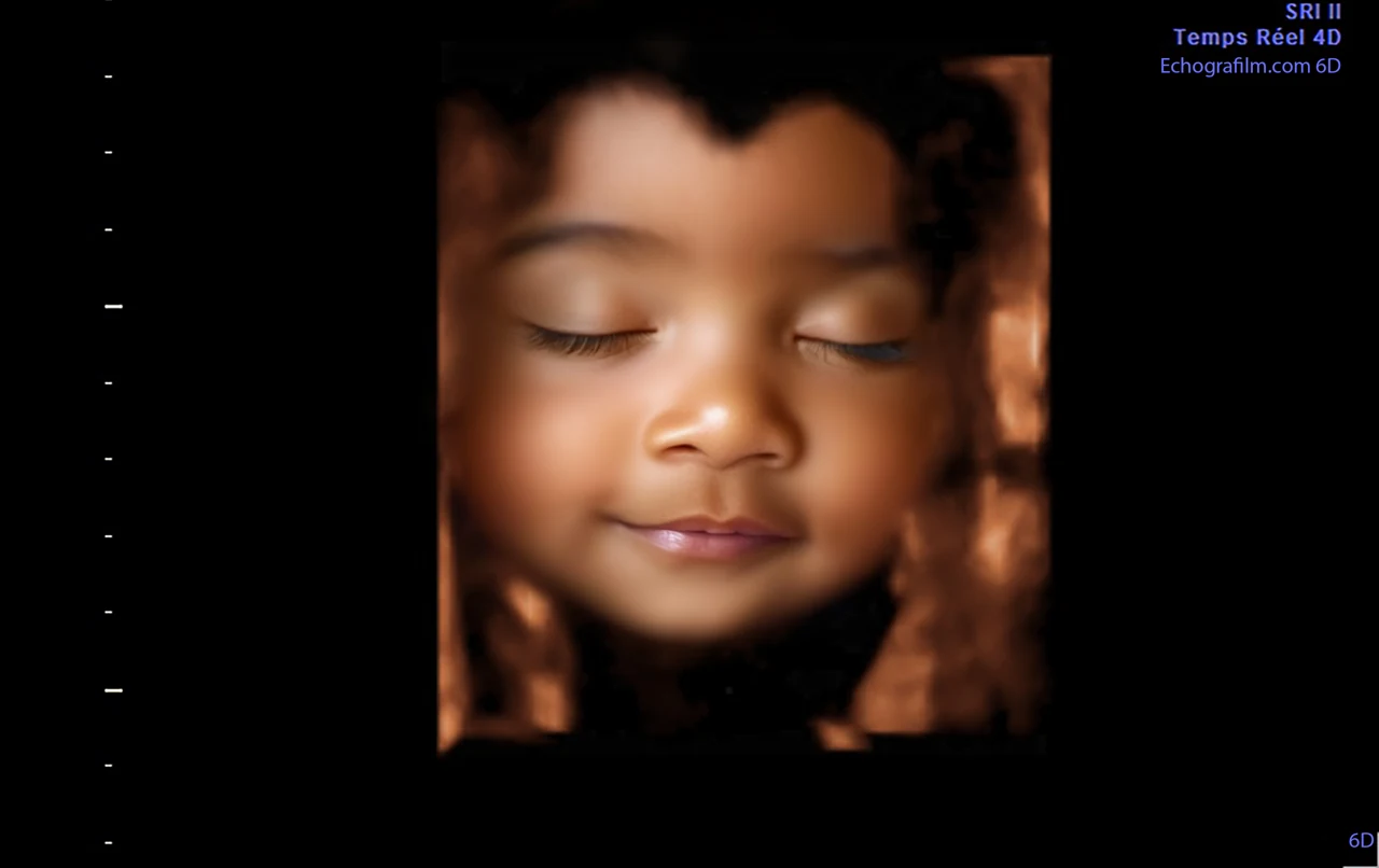 Imagen 6D mejorada con IA: rostro de frente — representación 6D Plus con IA