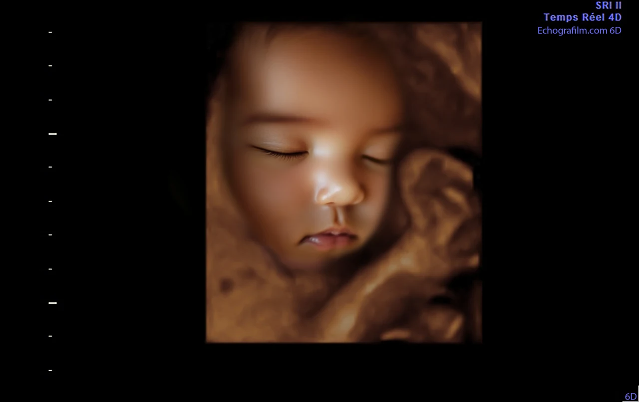 Imagen 6D mejorada con IA: rostro de perfil y mano — representación 6D Plus con IA