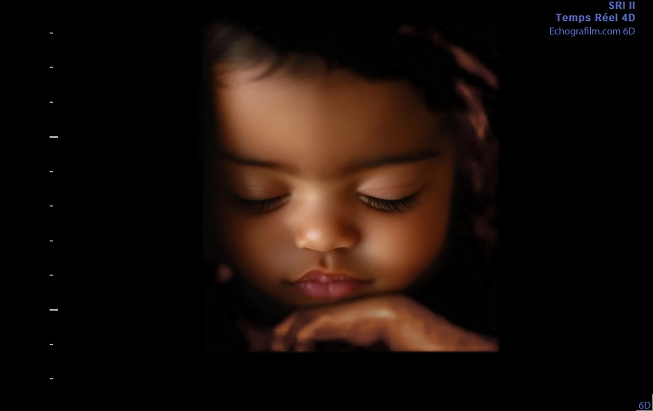 Imagen 6D mejorada con IA: rostro inclinado — representación 6D Plus con IA